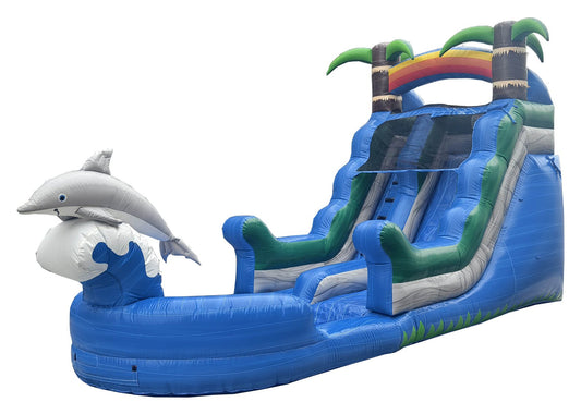 14ft Dolphin Splash Water Slide with splash pool, Inflate-O commercial water slide