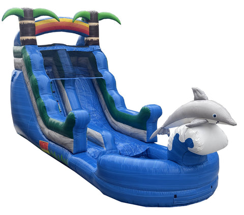 14ft Dolphin Splash Waterslide, Wet/Dry, Commercial-Strength PVC