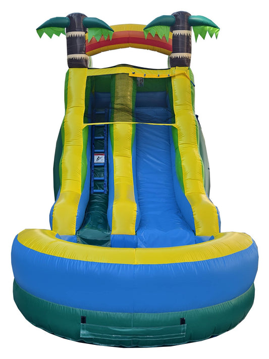 16ft Tropical Water Slide with splash pool, Inflate-O commercial water slide