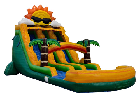 18ft Dual Tropical Sun Waterslide, Wet/Dry, Commercial-Strength PVC