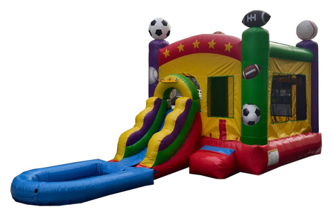 Sports Theme Combo, Wet/Dry with Pool, Commercial-Strength PVC