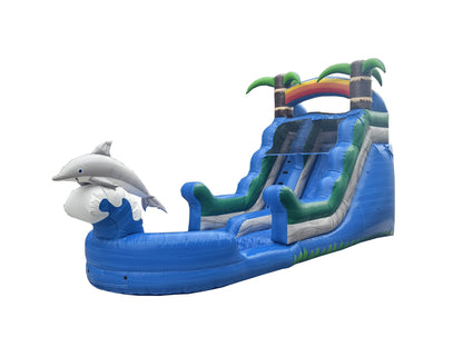 14ft Dolphin Splash Waterslide – Wet/Dry – Commercial - Strength PVC - InflateO