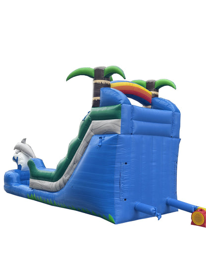 14ft Dolphin Splash Waterslide – Wet/Dry – Commercial - Strength PVC - InflateO