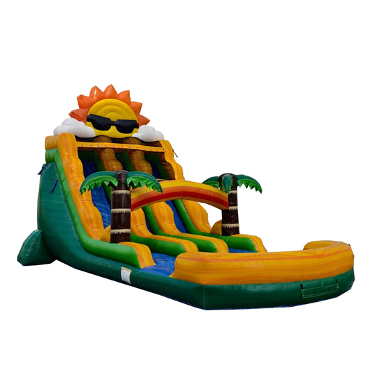 18ft Dual Tropical Sun Water Slide — commercial wet/dry inflatable water slide for sale