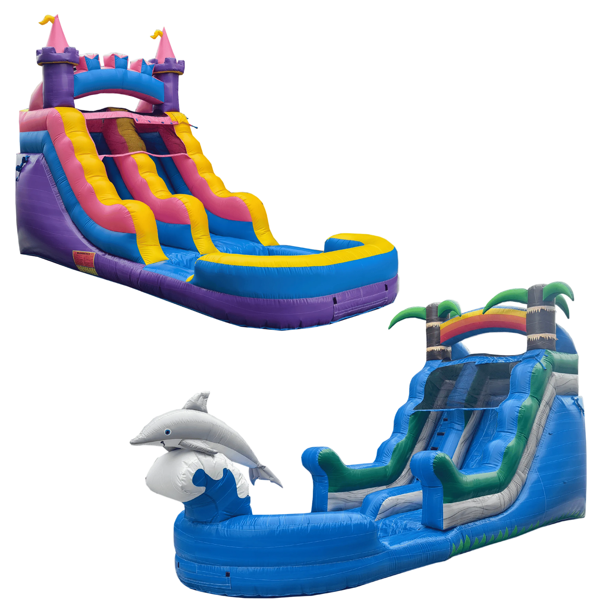 Starter Package Bundle — 14ft Dolphin Splash and 12ft Princess waterslide rental starter set
