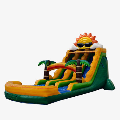 18ft Dual Tropical Sun Waterslide – Wet/Dry – Commercial - Strength PVC - InflateO