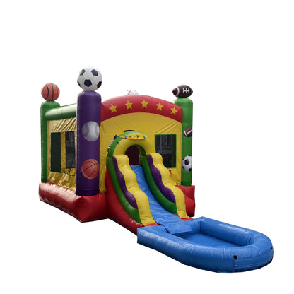 Sports Theme Combo - Wet/Dry with Pool – Commercial - Strength PVC - InflateO